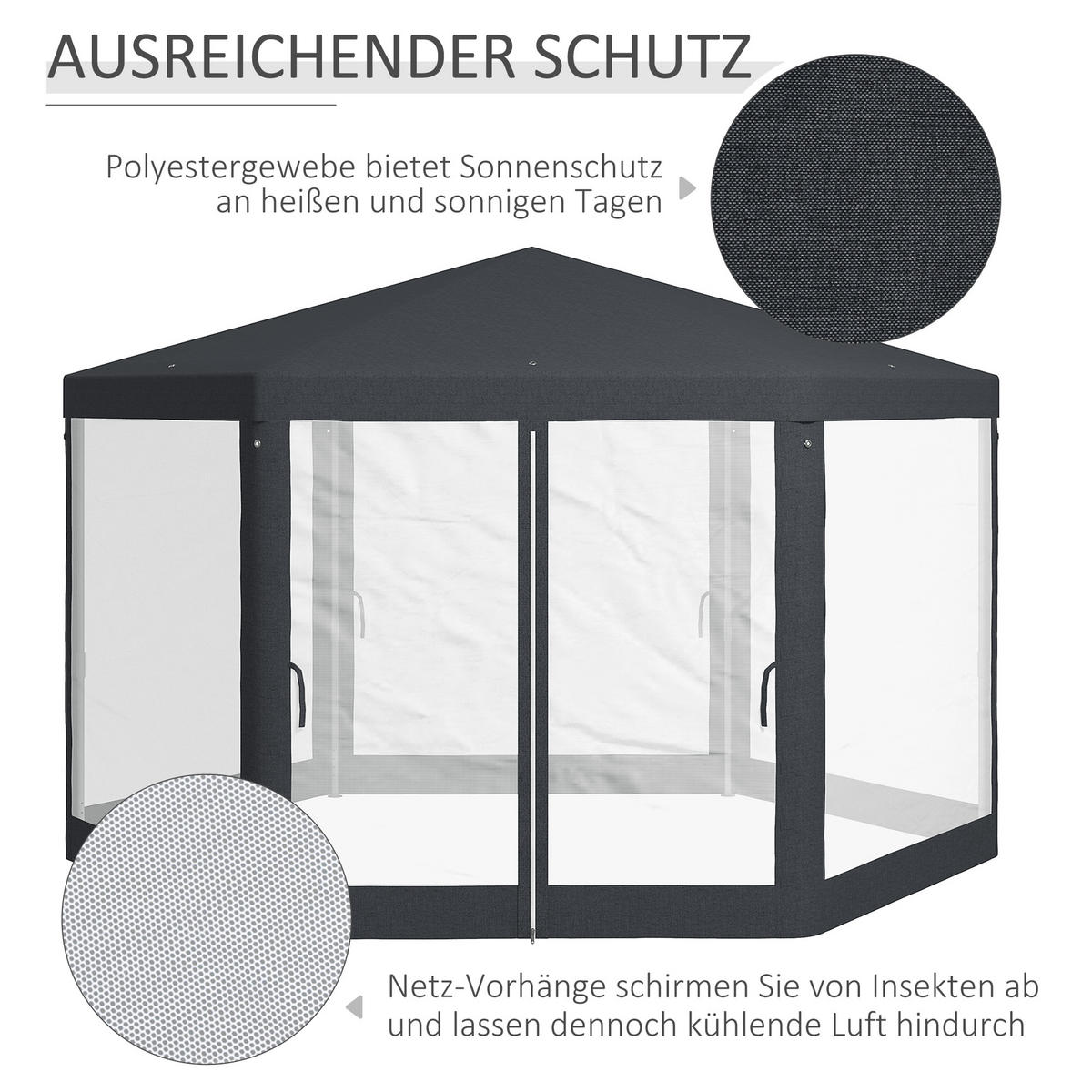 PAVILLON Polyester Metall Dunkelgrau - Dunkelgrau, Kunststoff/Metall (341.2/250/394cm) - Outsunny