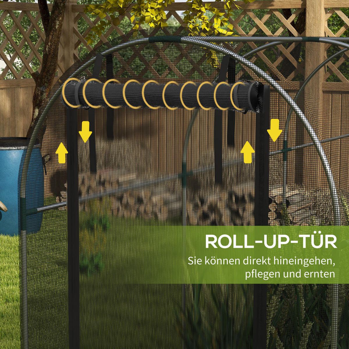 VOGELSCHUTZNETZ Verzinkter Stahl HDPE Schwarz - Schwarz, Metall (360/188/120cm) - Outsunny