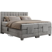 BOXBETT ELEKTRO 140/200 Hellgrau Velvet - H3 - Hellgrau, Holz/Textil (140/200cm) - MKS