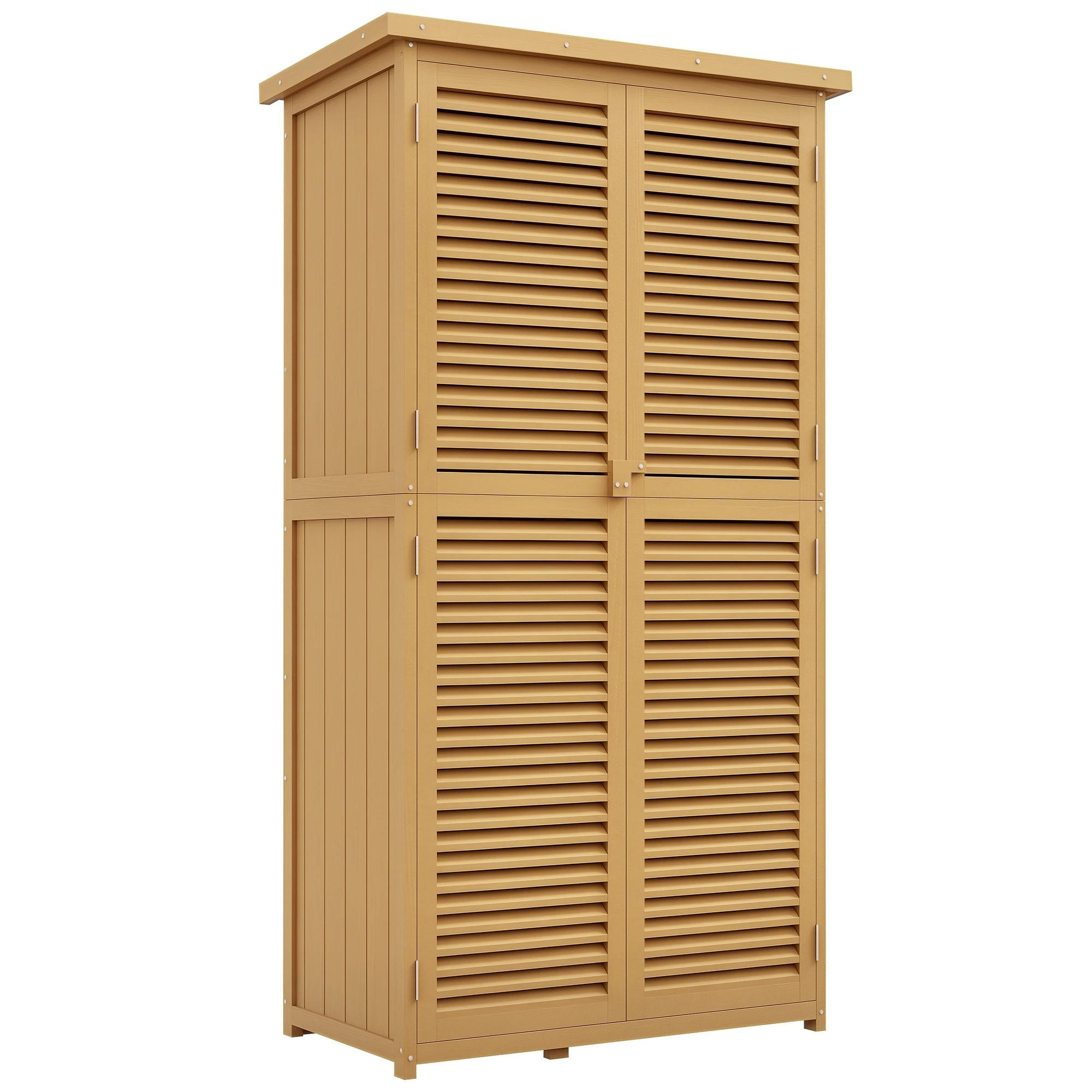 GARTENSCHRANK Holz, 4 Fächer, mit Asphaltdach, hellgelb - Gelb, Holz (87/160/46.5cm) - Kaket