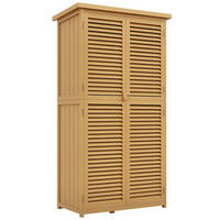 GARTENSCHRANK Holz, 4 Fächer, mit Asphaltdach, hellgelb - Gelb, Holz (87/160/46.5cm) - Kaket