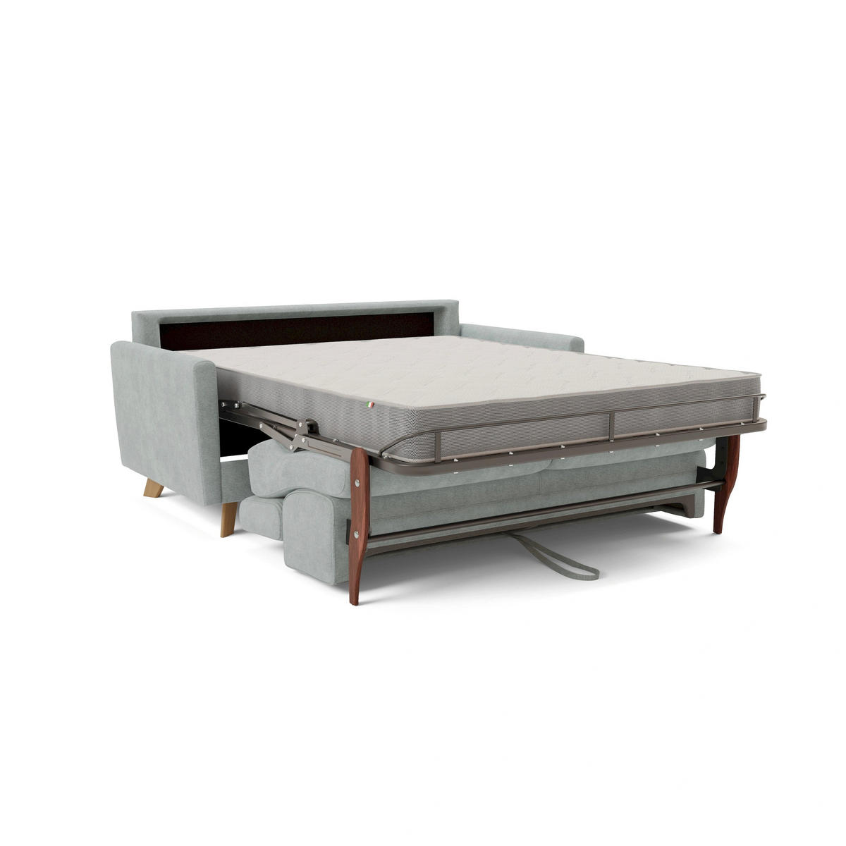 SCHLAFSOFA Francy - Hellgrün, Metall (160/92/97cm) - Divani.store