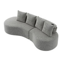 SOFA 240/109/60 cm in Hellgrau mit 4 Kissen, Becherhaltern und Seitentaschen - Hellgrau, Textil (109/63/240cm) - Flora Grace