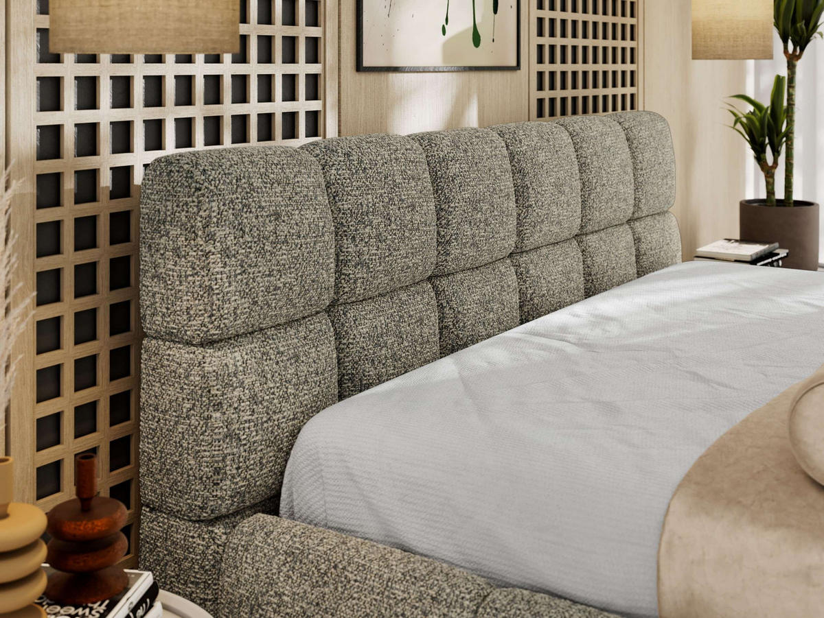 POLSTERBETT NIRA CLASSIC 200/200 - Grau Strukture - Pocket-Matratze - Grau, Textil (200/200cm) - MKS