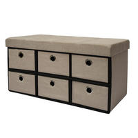 SITZBANK Faltbar, 76/38/38 cm, mit 6 Schubladen, 80 Liter, Beige-Grau - Grau, Textil (38/38/76cm) - Dunedesign