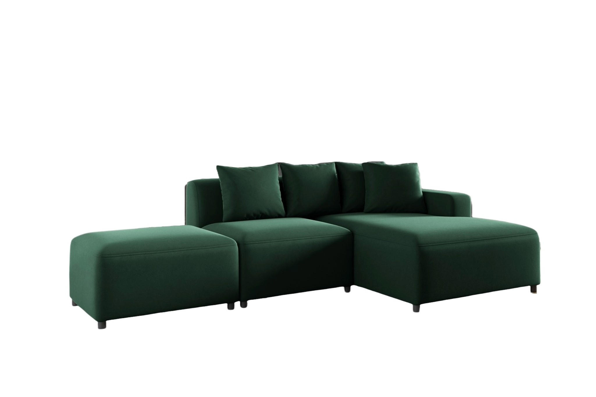 ECKSOFA Megan Xs In Stoff Salvador - Dunkelgrün, Holzwerkstoff/Textil (304/165cm) - Fun Möbel