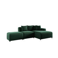 ECKSOFA Megan Xs In Stoff Salvador - Dunkelgrün, Holzwerkstoff/Textil (304/165cm) - Fun Möbel