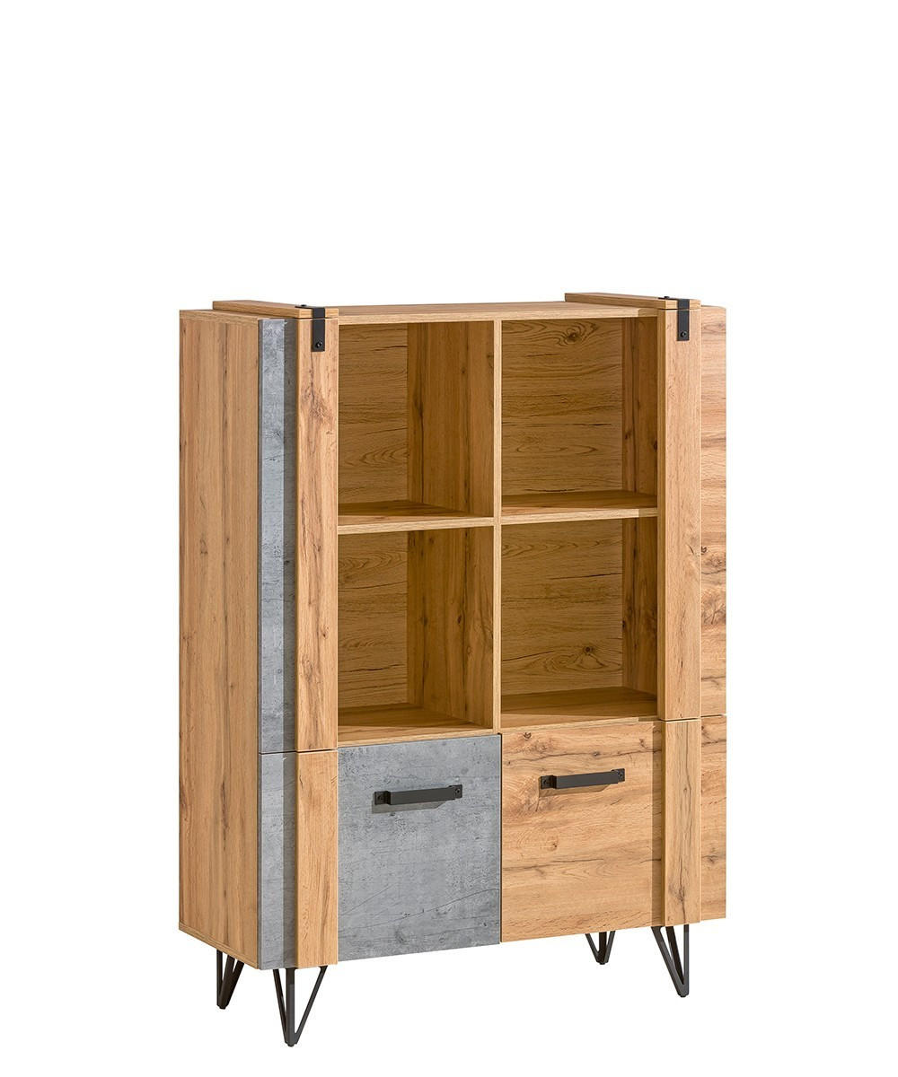 VITRINE BRANDO 137/90,1 cm in Eiche Wotan - Braun, Holzwerkstoff (90.1/137/41.4cm) - MASSENO