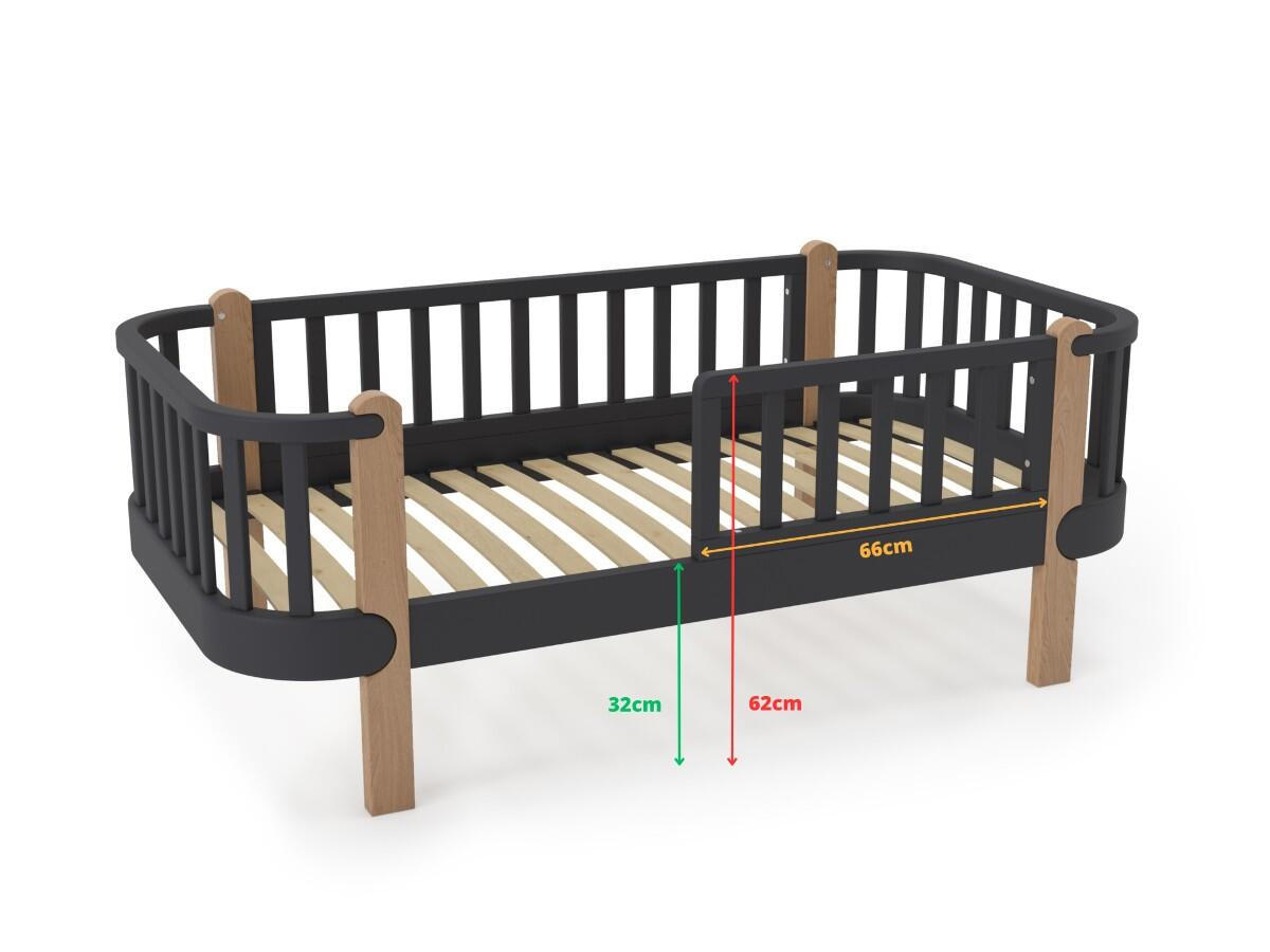 KINDERBETT ETUDE Schwarz 88x165x65 cm - Schwarz, Holz - FURNLUX
