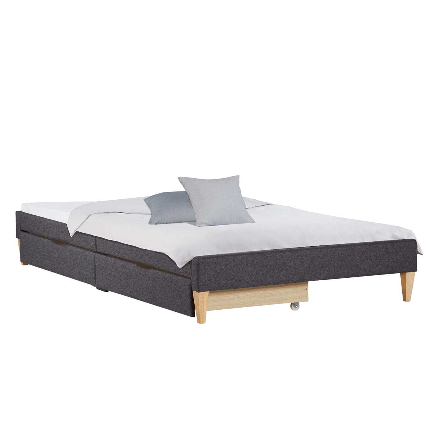 Homestyle4u Polsterbett Grau 90x200 cm