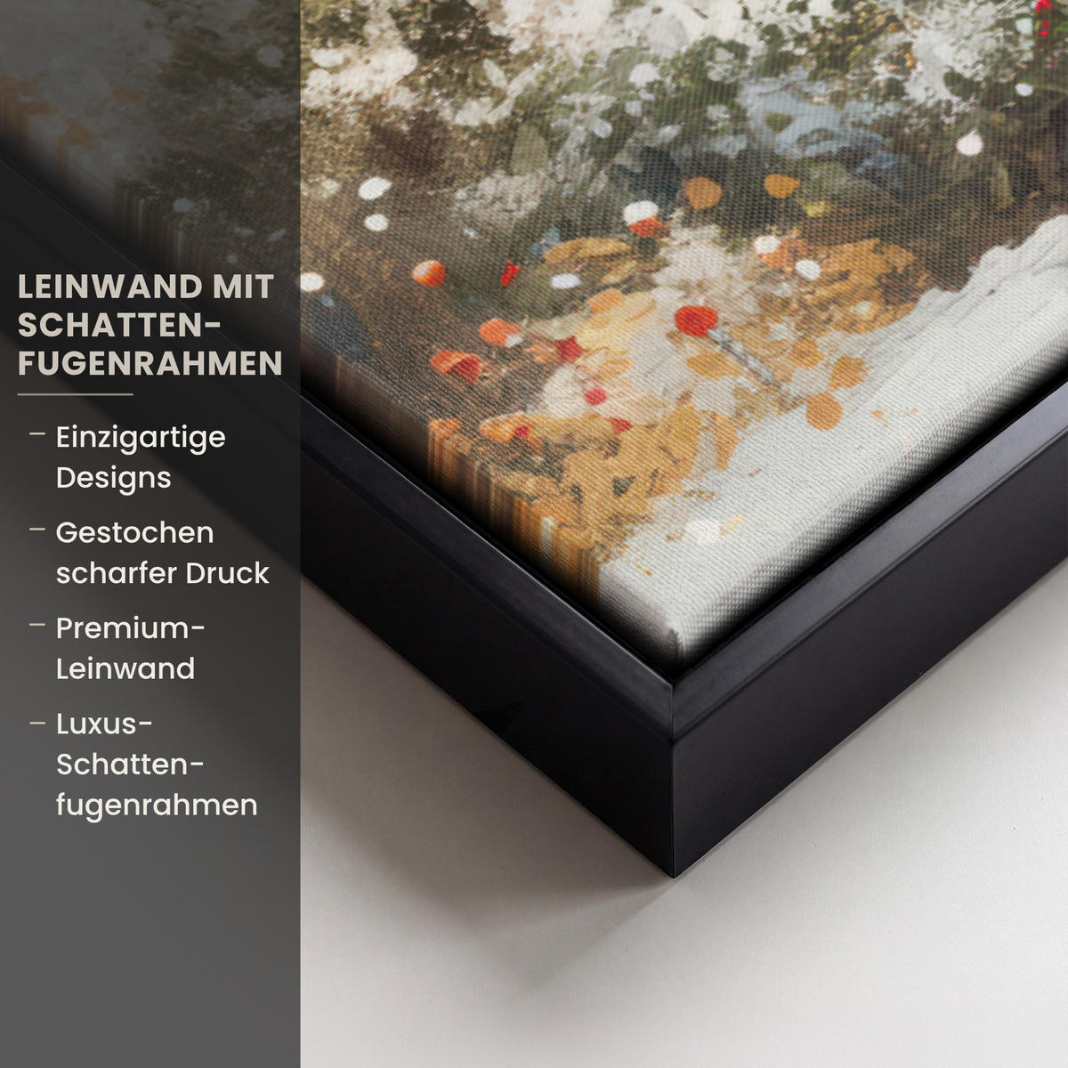 LEINWAND Bilder mit Rahmen - Weihnachten - Zuhause - Winter - Schnee - 60x40 - Creme, Textil (60/40cm) - MuchoWow
