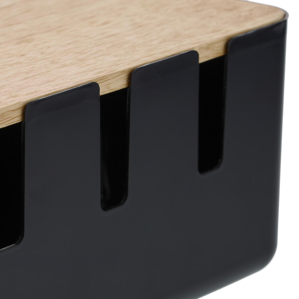 KABELBOX - Schwarz, Holz/Kunststoff (12.5/30.5/11.5cm) - Relaxdays