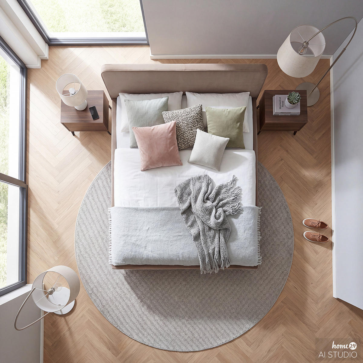 POLSTERBETT - Beige/Schwarz, Textil/Metall (180/200cm) - home24