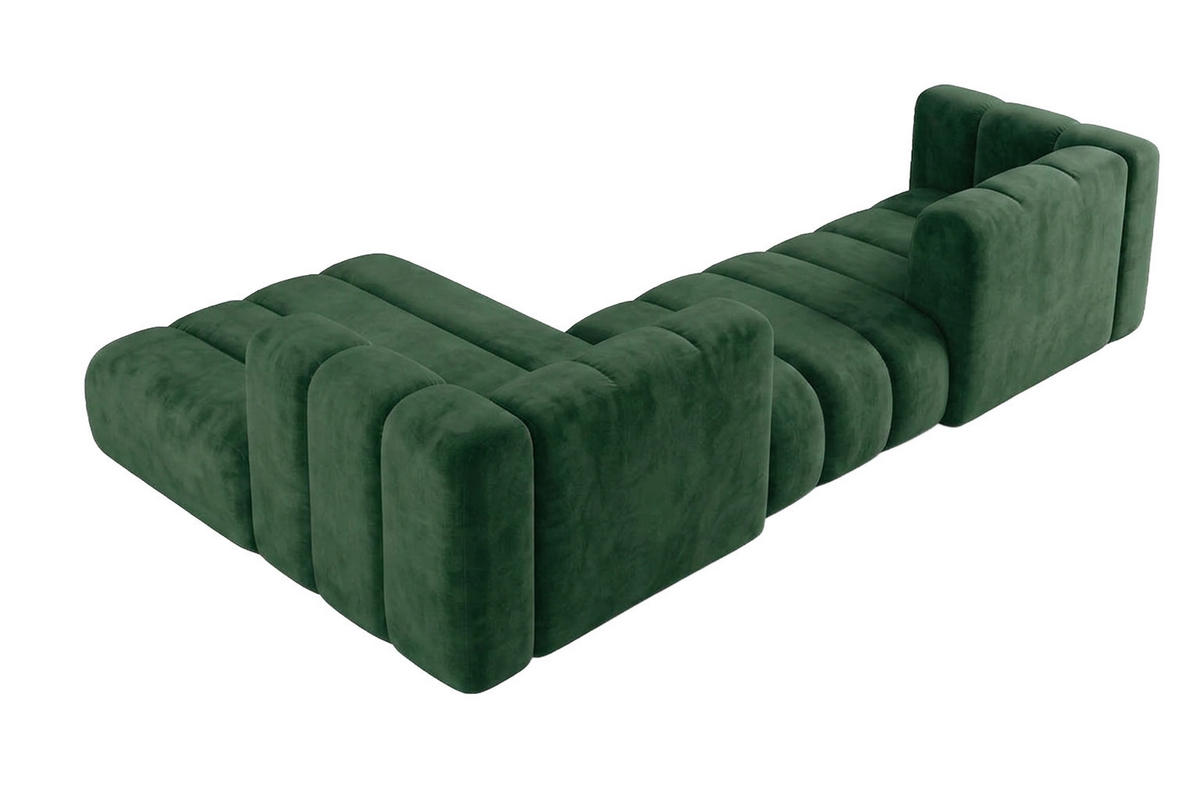 ECKSOFA Modulares In L-Form, Velvet-Stoff Riviera, Grün, Links, GRAND 319 cm - Grün, Holz (319/175cm) - Kaiser Möbel