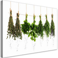 LEINWANDBILD Kräuter Gewürze Pflanzen 120x80cm - Grün, Textil (120/80cm) - Feeby