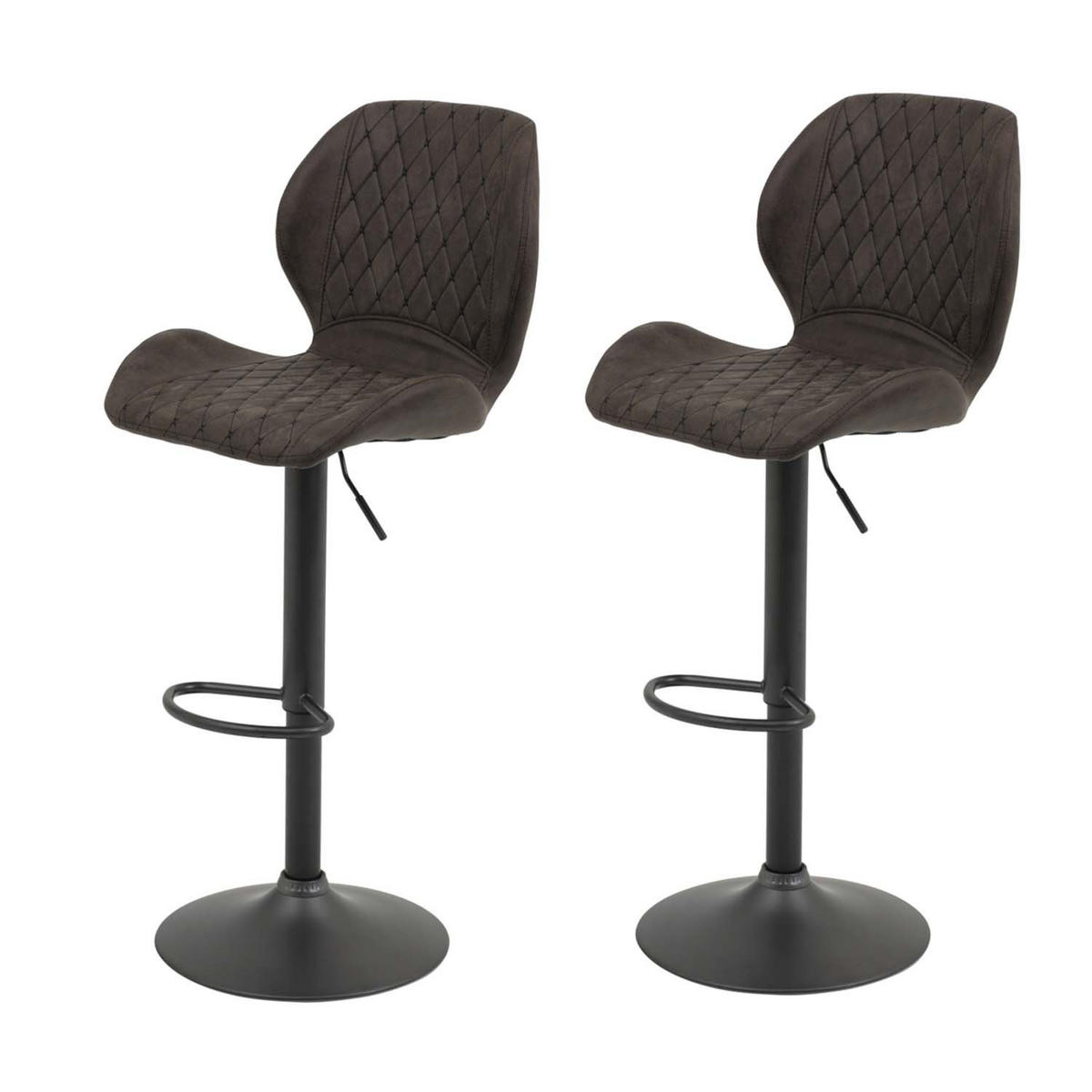 BARHOCKER-SET 2 Stück Sonja - Vintage braun - Braun/Grau, Textil/Metall (50/94/51cm) - Hela Vertriebs GmbH