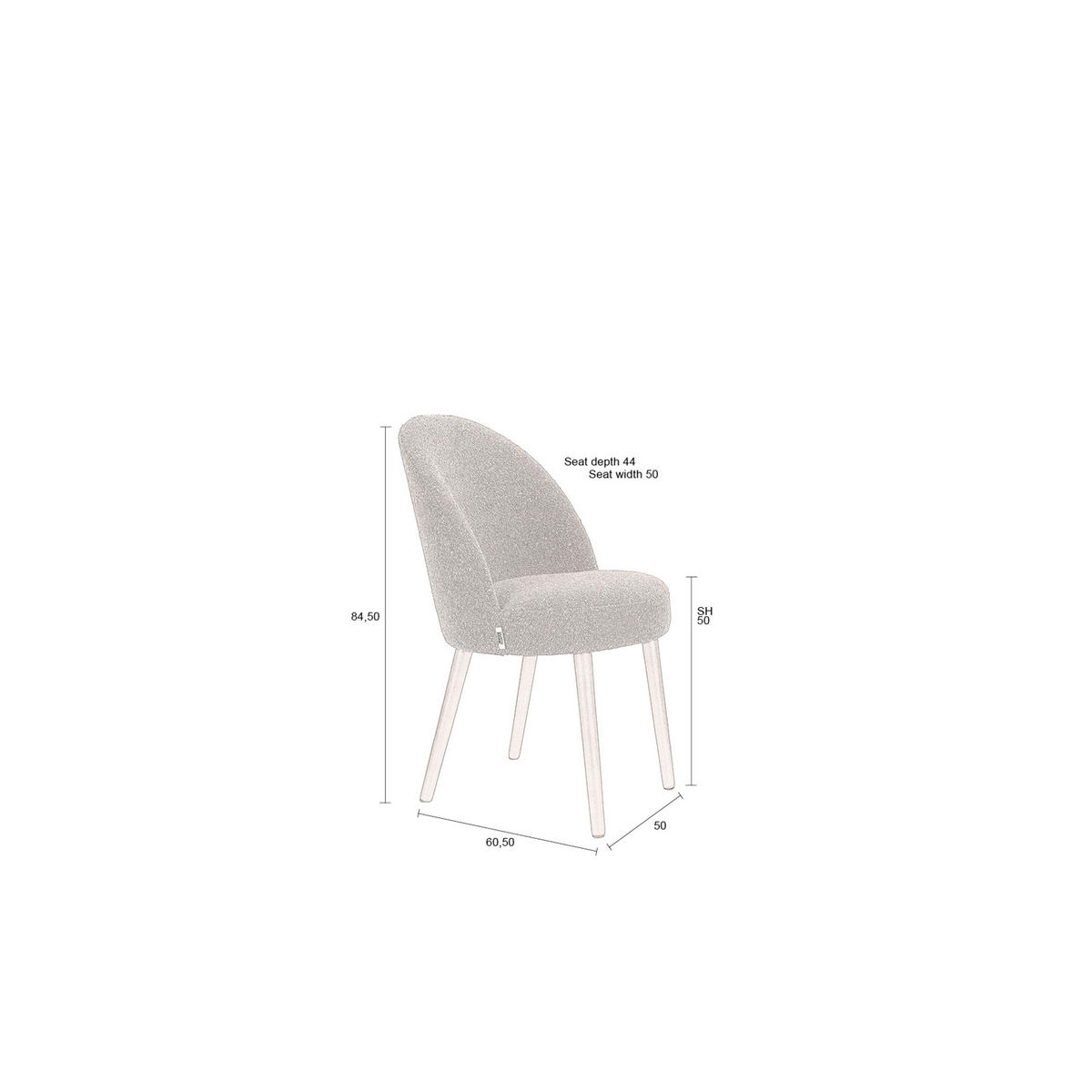 ESSZIMMERSTUHL Barbara Bouclé Beige - 2 er Set - Beige, Kunststoff (50/84.5/60.5cm) - Dutchbone