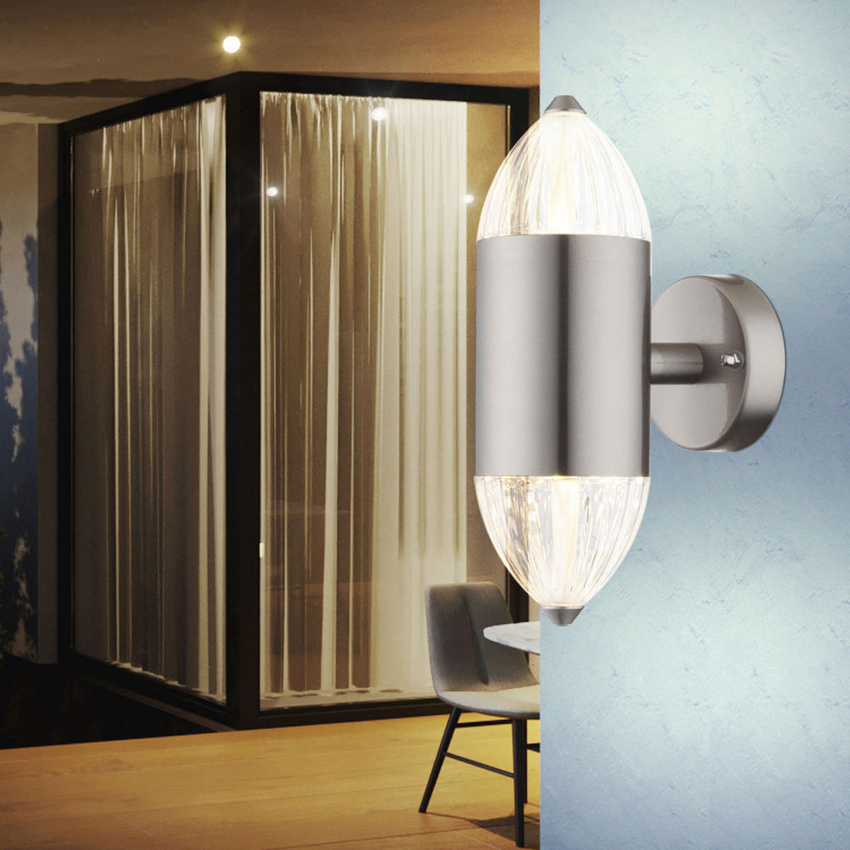 LED AUSSEN-WANDLEUCHTE CHARLENE Silber - Silberfarben, Metall (8/21/13.3cm) - Globo Lighting