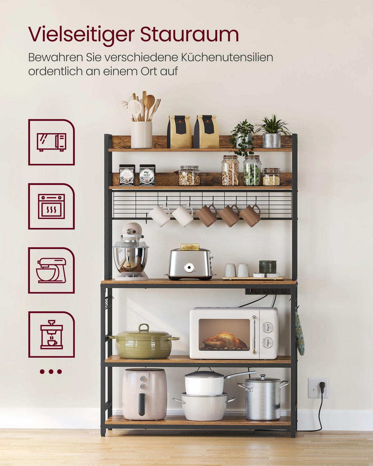 KÜCHENREGAL COPENHAGEN - Braun, Holzwerkstoff (100/170/40cm) - Hansiro