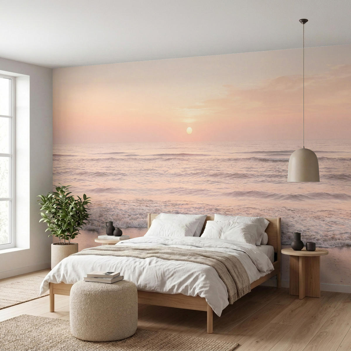 TAPETE - Sonne - Strand - Rosa - 450x220 cm - Hellrosa, Papier (450/220cm) - OnlyWow