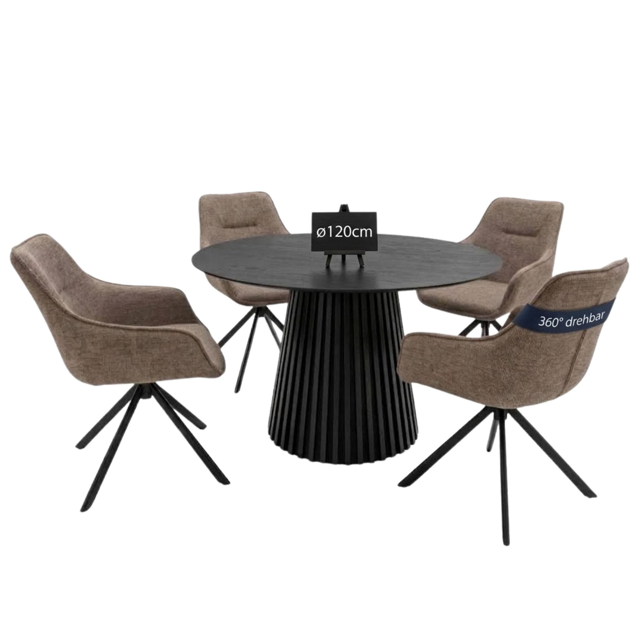 ESSZIMMER-SET San Carlo und Andria - Bordeaux/Schwarz, Naturmaterialien/Eichenholz (120/76/120cm) - Mr. Deko