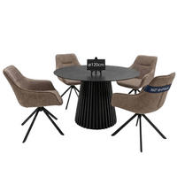 ESSZIMMER-SET San Carlo und Andria - Bordeaux/Schwarz, Naturmaterialien/Eichenholz (120/76/120cm) - Mr. Deko