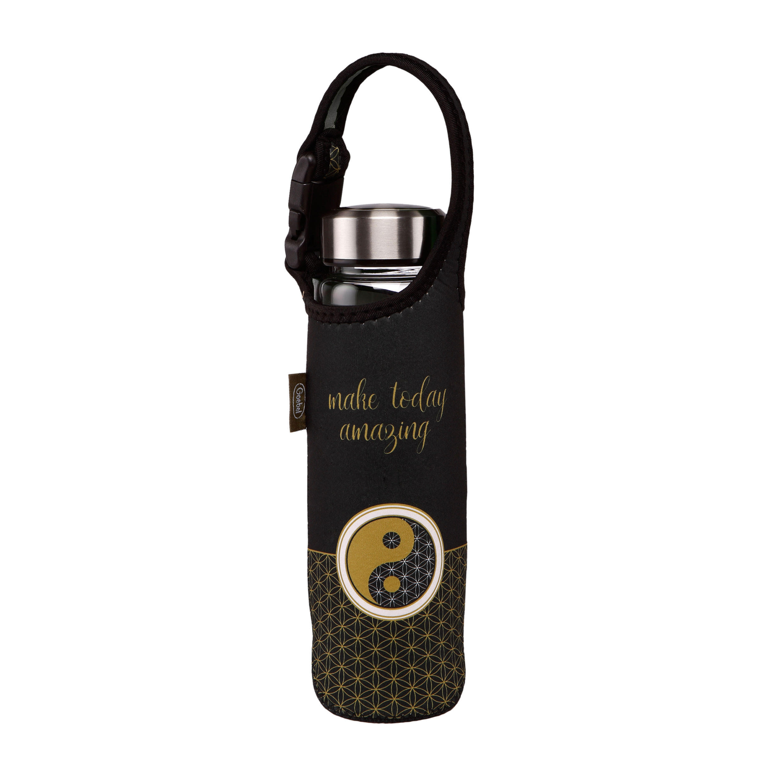 TRINKFLASCHE Yin Yang Black, Glas-Kombi, Bunt, 700 ml - Multicolor, Glas (0.7L) - Goebel