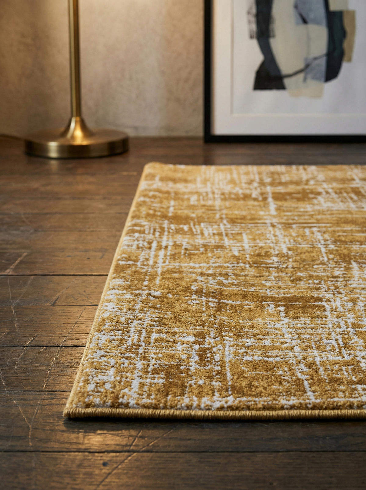 TEPPICH Polypropylen velours abstrakt TIBER-Rom, Senfgelb 120x170 cm - Gelb, Textil (120/170cm) - KADIMA DESIGN