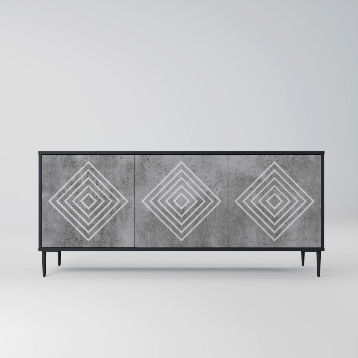 SIDEBOARD POLYGONAL ARTISTRY, Eicheneffekt, 164,5x42x77,5 cm, 3 Türen - Eichefarben/Buchefarben, Holzwerkstoff/Buchenholz (164.5/77.5/42cm) - SpaceRebels