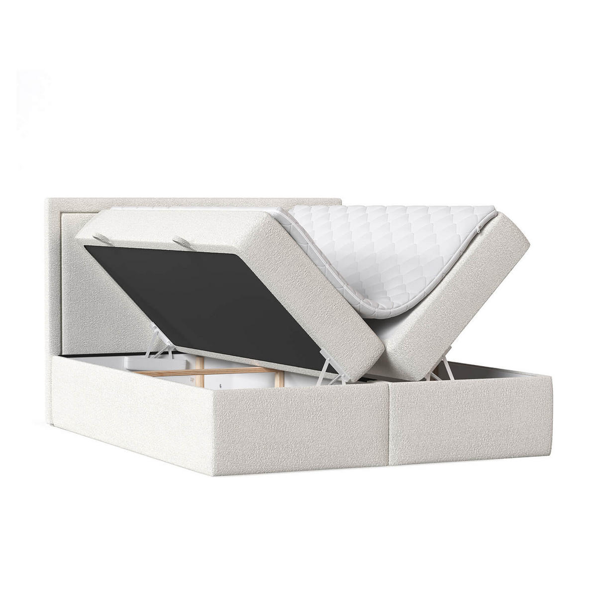 BOXBETT Jodan 200/200 cm Weiß im Baloo Stoff - Schwarz/Weiß, Holz/Holzwerkstoff (200/200cm) - AltaBeds