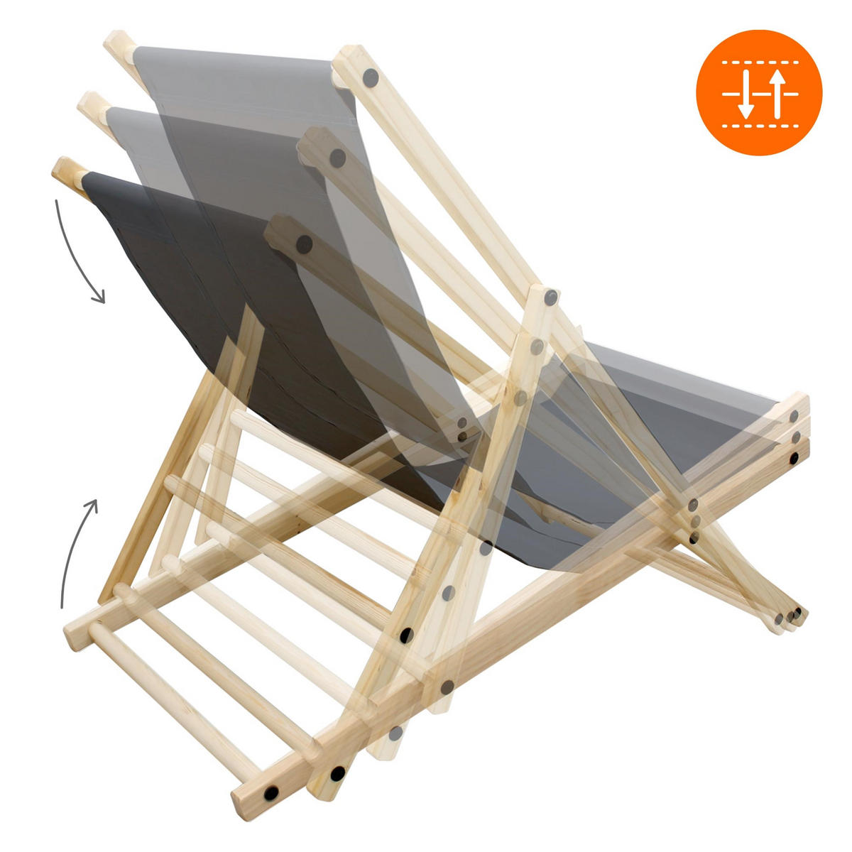 LIEGESTUHL samt Anthrazit - Anthrazit, Holz (52/83/117cm) - ECD-Germany