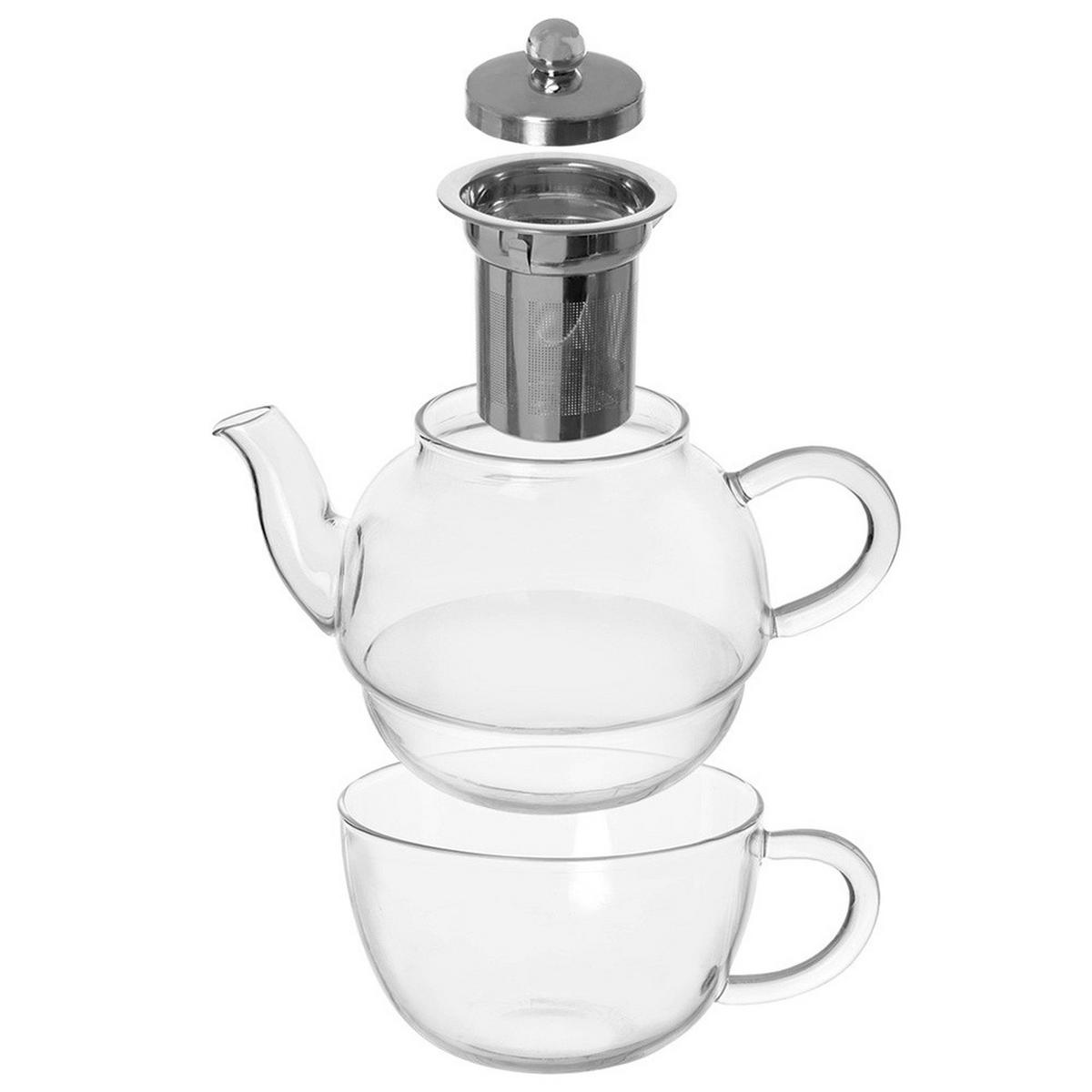 TEEKANNE Glas mit Tasse und Teesieb 300+350 ml 2 Stück. - Transparent, Glas (0.3L) - Orion 