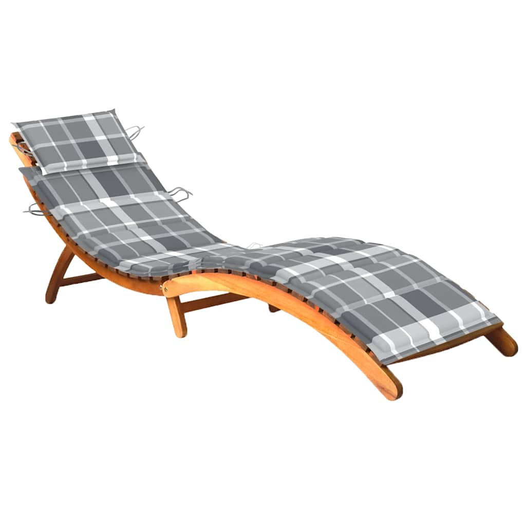 SONNENLIEGE mit Auflage Akazie Massivholz - Grau, Holz (55/64/184cm) - furnicato