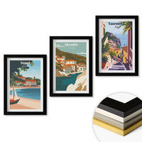 WANDBILDER 3er-Set - 20x30 cm Schwarzer Rahmen - Illustrationen von Küstenstädten - Schwarz, Kunststoff (20/30cm) - ArtPrintCave