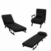SCHLAFSESSEL 65/78/75 cm schwarz aus Leinen und Metall, klappbar - Schwarz, Kunststoff (75/78/65cm) - OKWISH