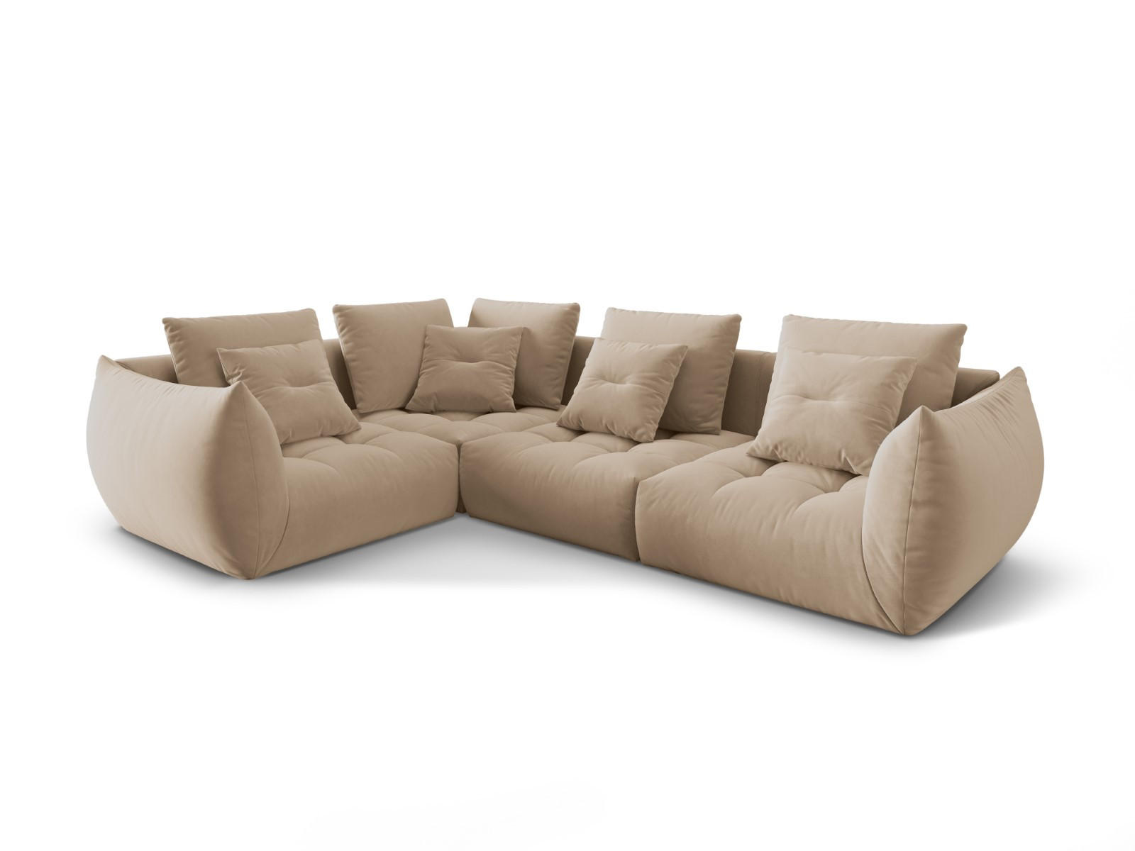 ECKSOFA modular links Bloom aus Samt sandfarben 3 Sitzplätze - Sandfarben, Textil (216/316cm) - Micadoni