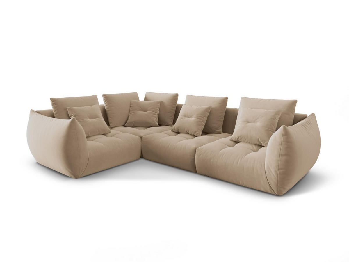 ECKSOFA modular links Bloom aus Samt sandfarben 3 Sitzplätze - Sandfarben, Textil (216/316cm) - Micadoni
