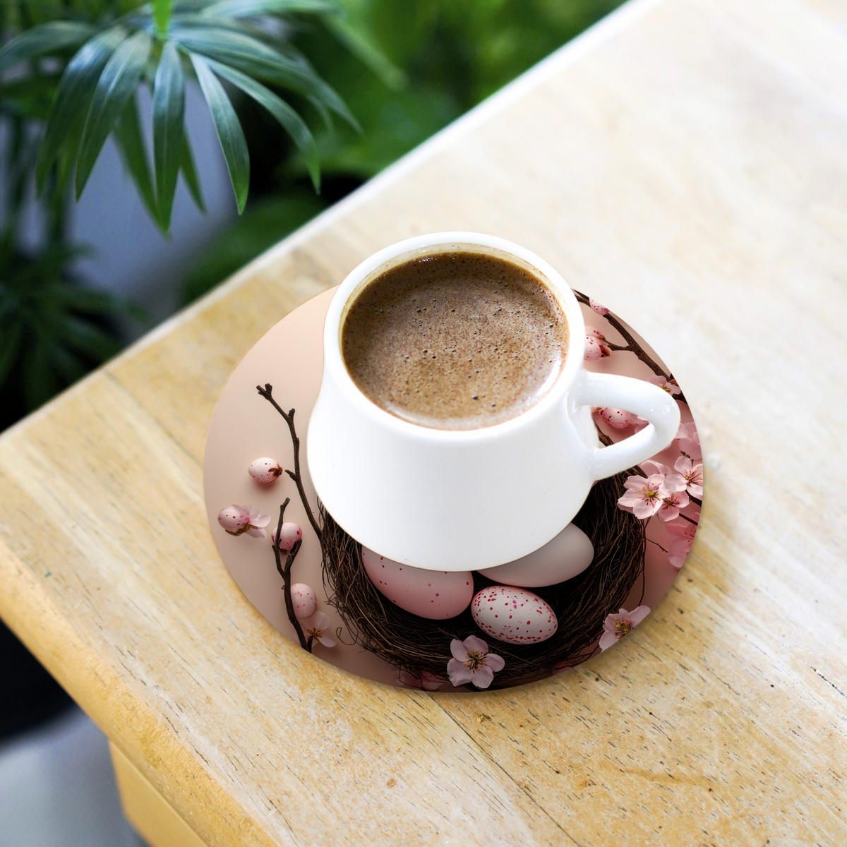 GLASUNTERSETZER Rosa - Blüten - Eier 10x10 cm - Hellrosa, Naturmaterialien (10/0.2cm) - MuchoWow