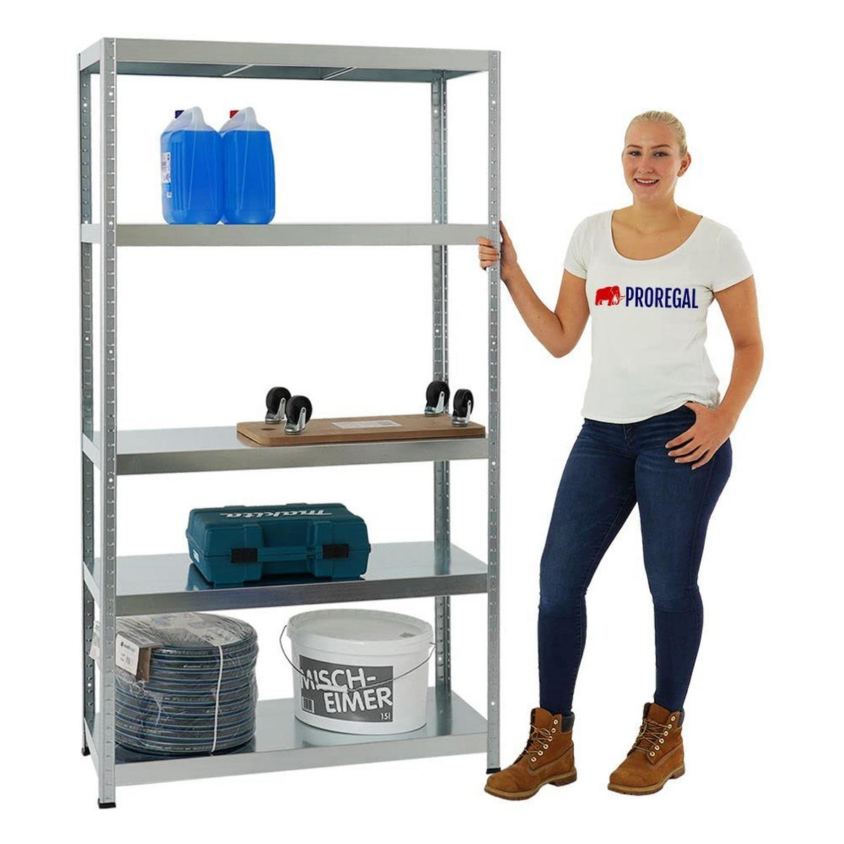 SCHWERLASTREGAL Steel Eagle 2er-Set mit 2x 180x100x40 cm Fachlast 130 kg Verzinkt - Silberfarben, Metall (200/180/40cm) - PROREGAL
