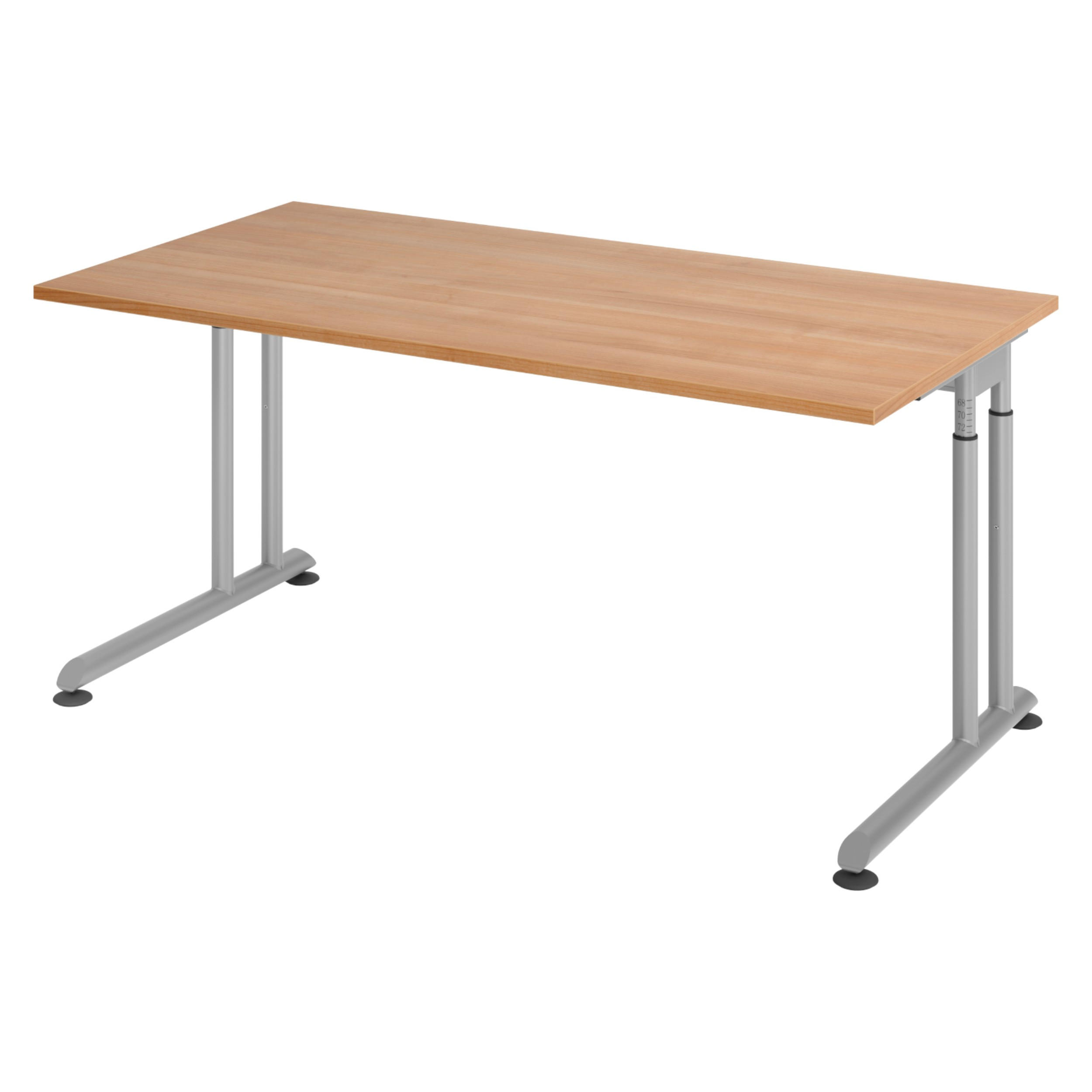 SCHREIBTISCH Serie-Z 80/160/74 cm in Nussbaumfarben/Silberfarben - Silberfarben/Nussbaumfarben, Holzwerkstoff (80/160/74cm) - bümö