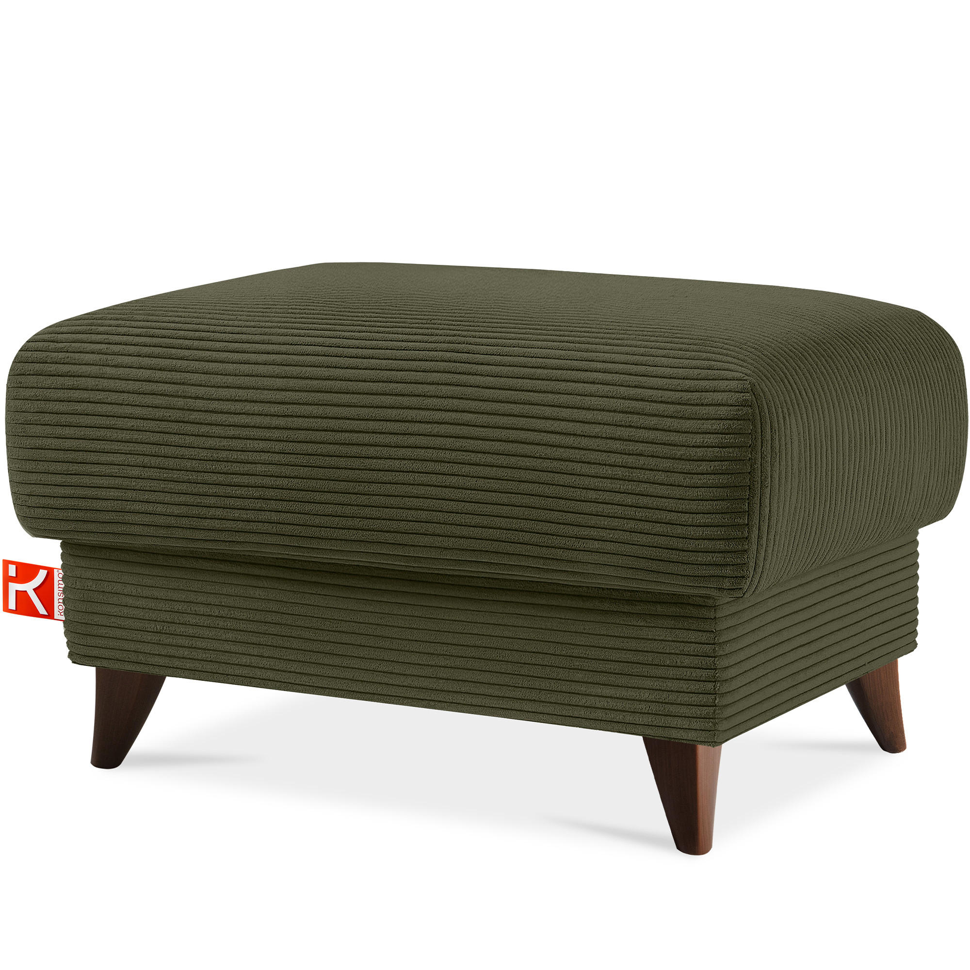 HOCKER GUSTAVO II, Olivgrün - Braun/Olivgrün, Holz/Holzwerkstoff (92/49/92cm) - KONSIMO®