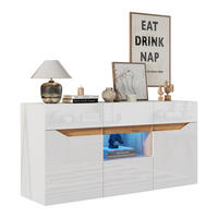 SIDEBOARD mit LED-Beleuchtung vier Schubladen,2 Fächern Hochglanzfront Weiß Holz 140/40/70 cm - Weiß, Holzwerkstoff (140/70/40cm) - EVRYAE