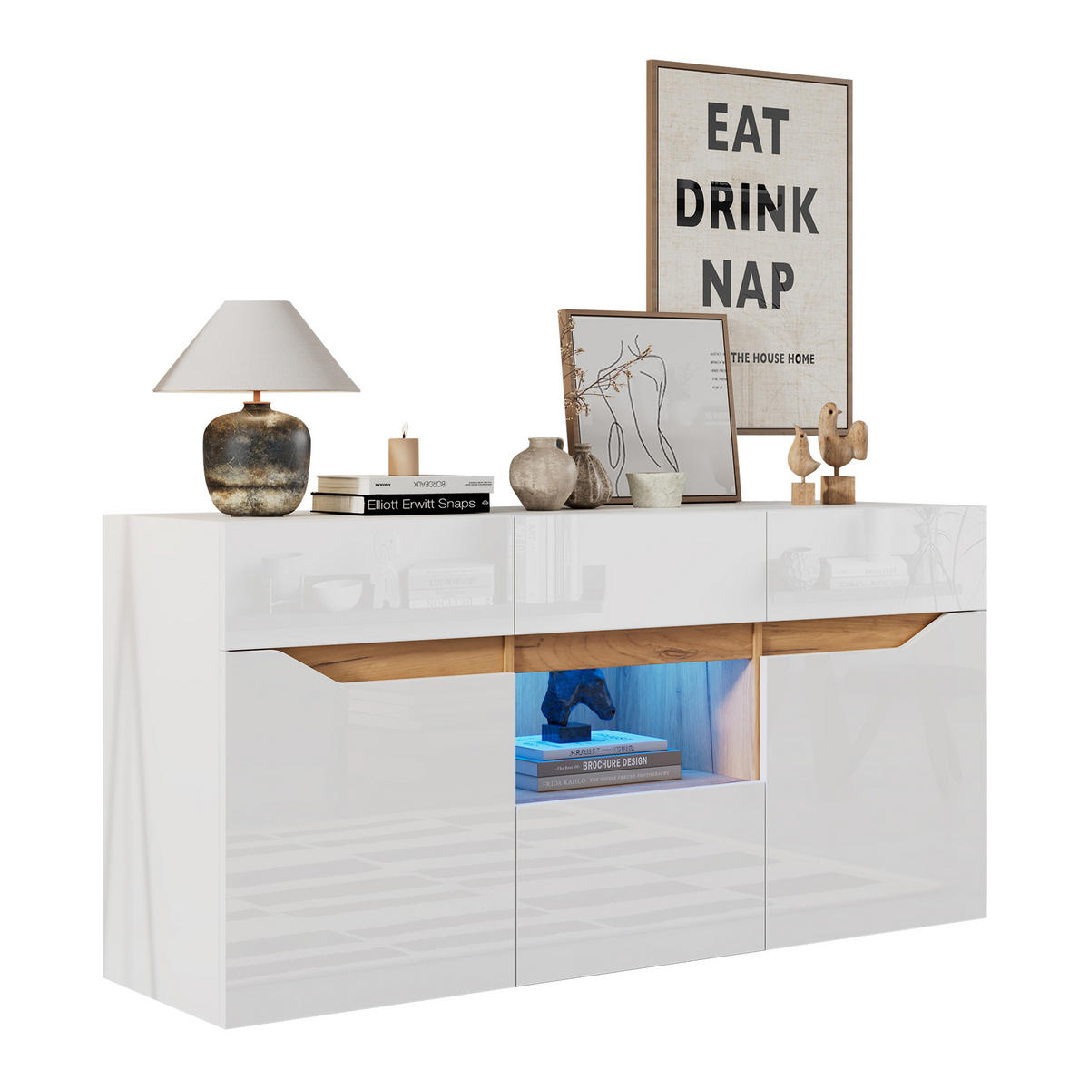 SIDEBOARD Weiß 140/40/70 cm - Weiß, Holzwerkstoff (140/70/40cm) - PANGIVO