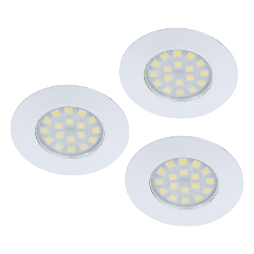 LED EINBAUSTRAHLER Weiß Rund Modern 3er Set - Weiß, Metall (7/7/1.2cm) - Globo Lighting