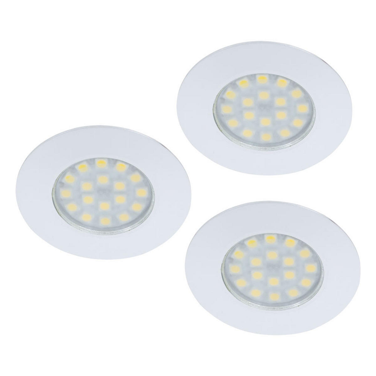 LED EINBAUSTRAHLER Weiß Rund Modern 3er Set - Weiß, Metall (7/7/1.2cm) - Globo Lighting