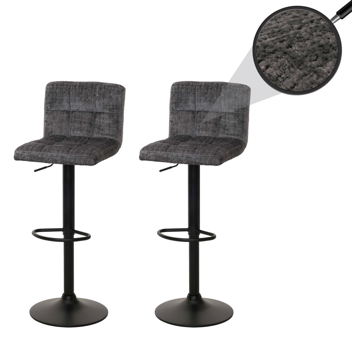 BARHOCKER Grau 2er-Set - Grau, Textil (38/107/41cm) - MCW