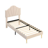 POLSTERBETT 90/200 cm mit verstellbarem Kopfteil, Samtbezug und Polsterbank mit Stauraum, Beige - Beige, Textil (90/200cm) - Redom