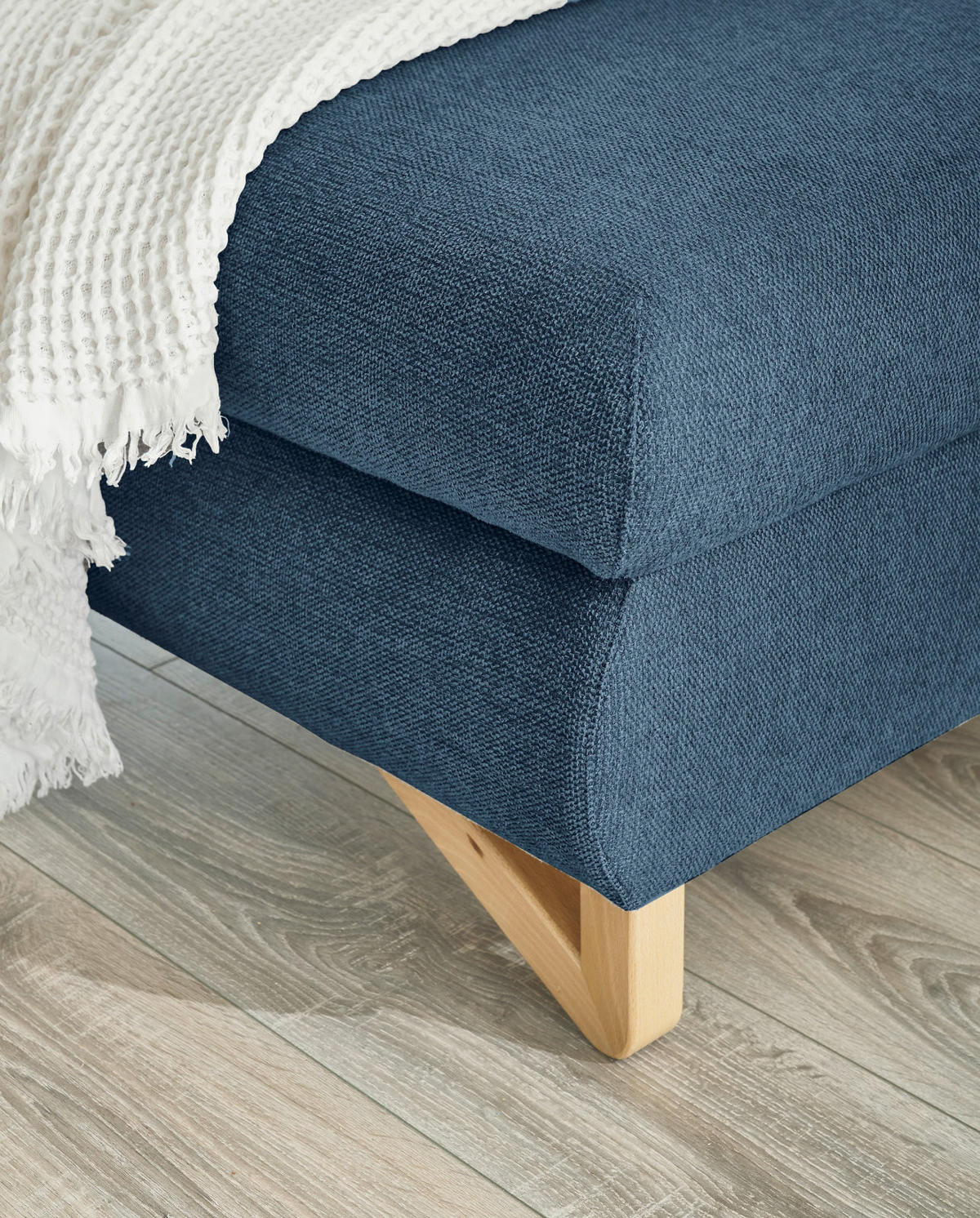 ECKSOFA blau Struktur-Stoff, Wohnzimmer Sofa - Blau, Holz/Textil (166/284cm) - Furn.Design