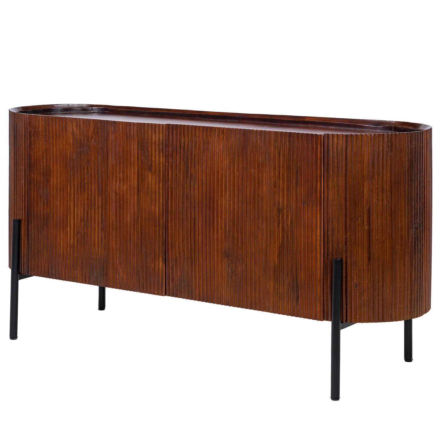 MASSIVES SIDEBOARD - Mango - Schwarz/Braun, Holz/Metall (150/75/45cm) - home24