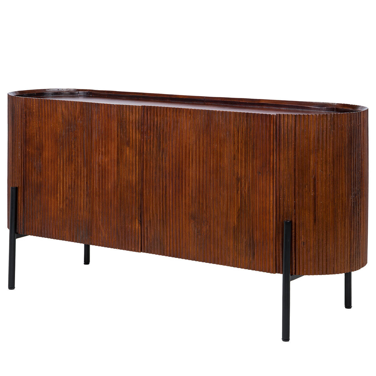 MASSIVES SIDEBOARD - Mango - Schwarz/Braun, Holz/Metall (150/75/45cm) - home24